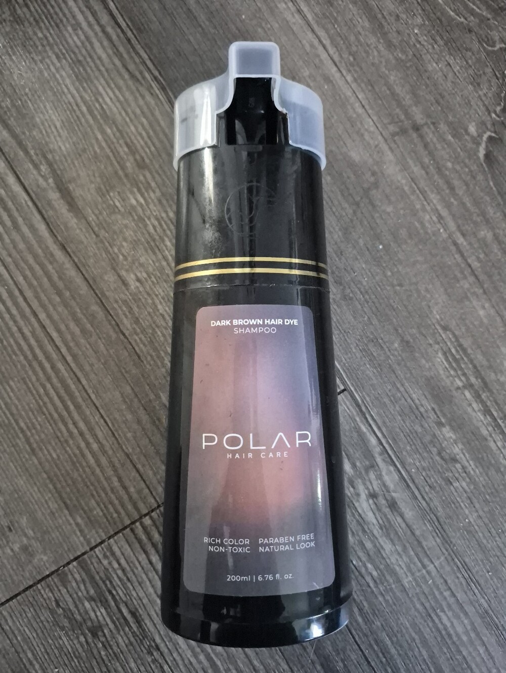 POLAR Dark Brown Hair Dye Shampoo - Black Bottle with Brown Label
